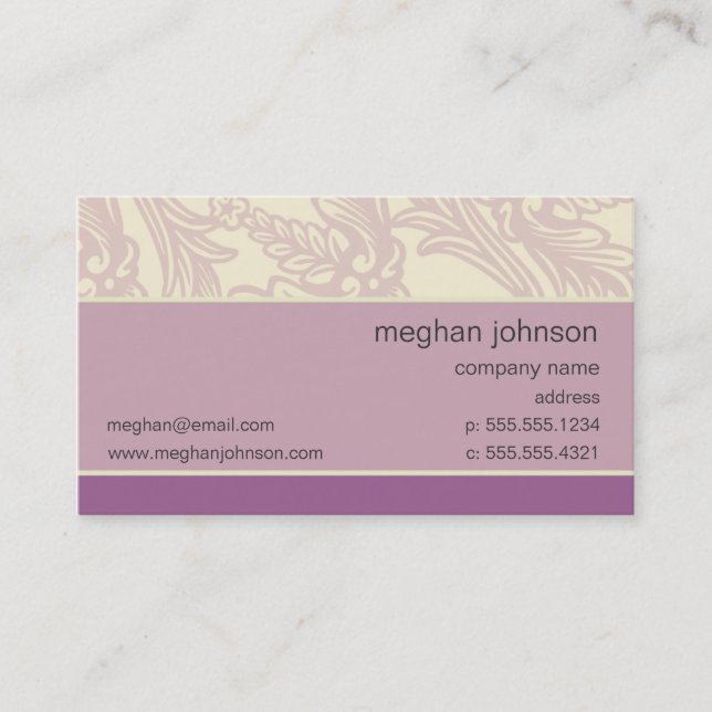 Flourish Lilac Chic Business Card Template (Front)