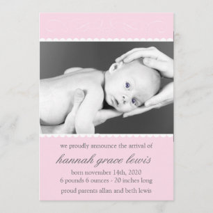 Flourish New Baby Announcements (Pale Pink)
