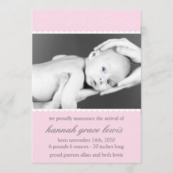 Flourish New Baby Announcements (pale Pink) by WindyCityStationery at Zazzle