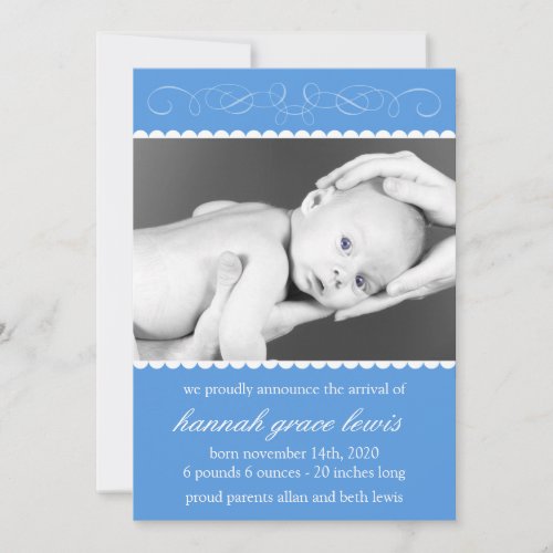 Flourish New Baby Announcements Royal Blue