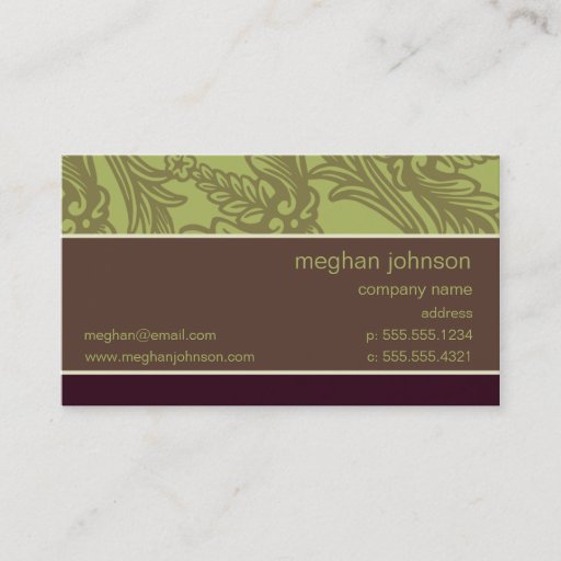 Customizable Flourish Olive Chic Business Card Template