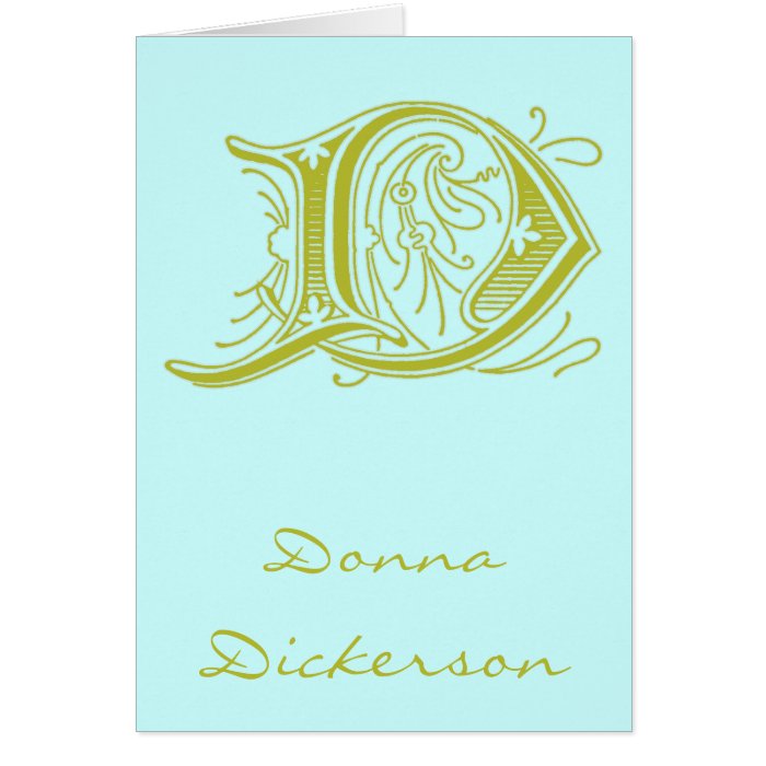 Flourish Olive Letter D Monogram Cards