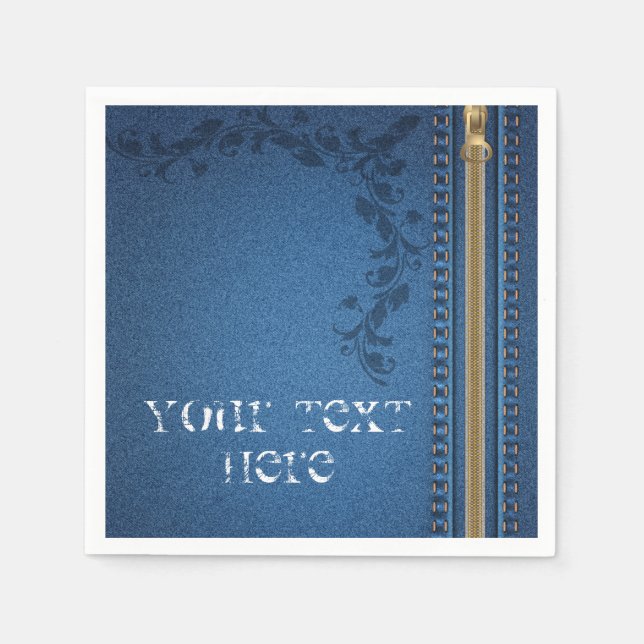 Flourish Painted Jeans Denim Napkins (Front)