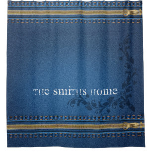 Flourish Painted Jeans Denim Shower Curtain