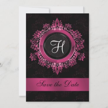 flourish pink monogram wedding save the date