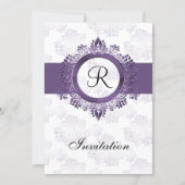 flourish purple monogram  wedding Invitations (Front)