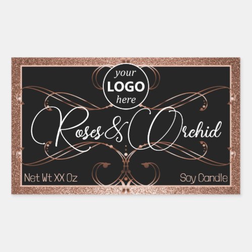 Flourish Rose Gold Product Labels Logo Rectangle