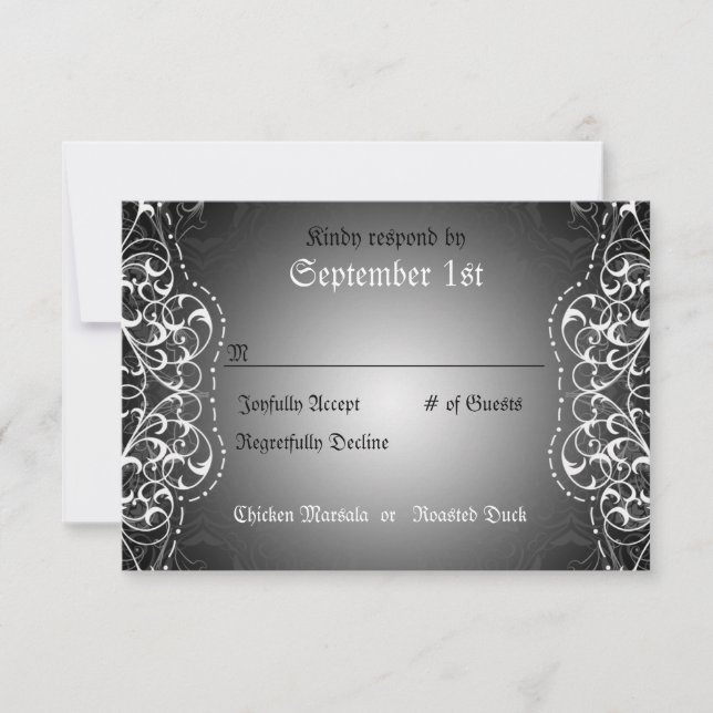 Flourish RSVP Bride & Groom Reception Cards (Front)