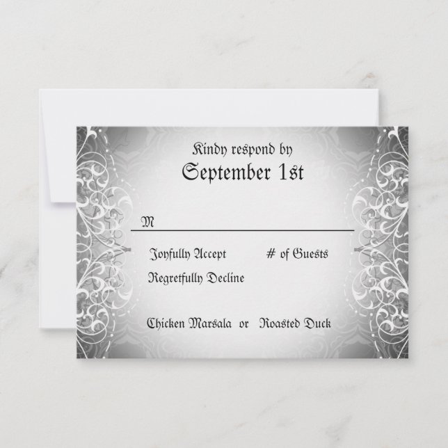 Flourish RSVP Bride & Groom Skeleton Dinner Cards (Front)