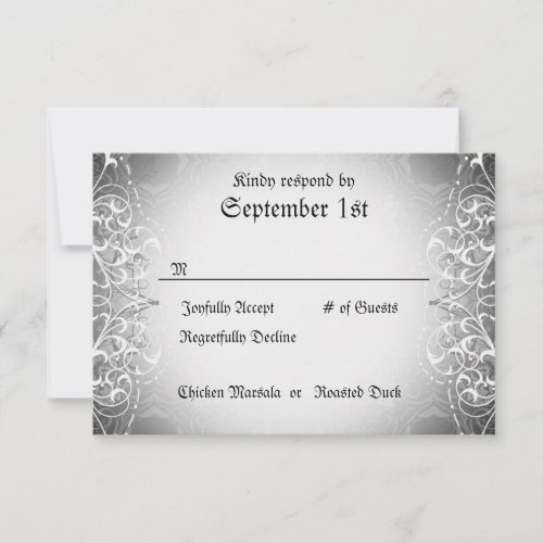 Flourish RSVP Bride &amp; Groom Skeleton Dinner Cards