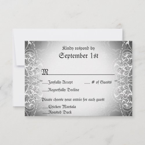 Flourish RSVP Bride  Groom Skeleton Dinner Cards