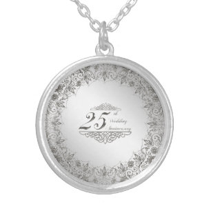 Flourish Silver 25th Anniversary Plated Necklace