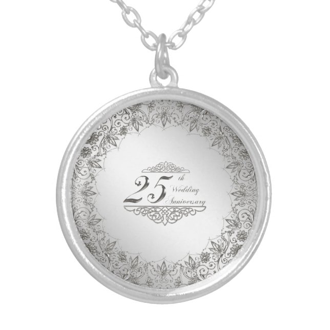 Flourish Silver 25th Anniversary Plated Necklace (Front)