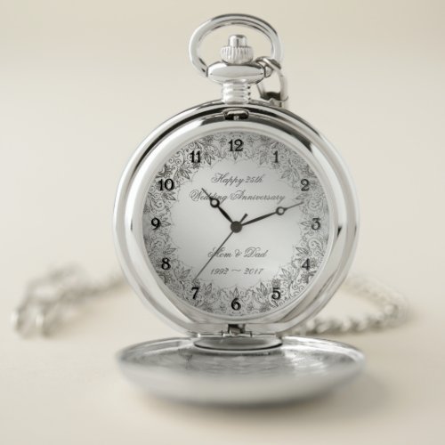 Flourish Silver 25th Anniversary Pocket Watch