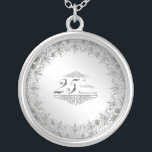 Flourish Silver 25th Anniversary Silver Plated Necklace<br><div class="desc">A Digitalbcon Images Design featuring a platinum silver color and flourish design theme with a variety of custom images, shapes, patterns, styles and fonts in this one-of-a-kind "Flourish Silver 25th Wedding Anniversary" Silver Plated Necklace. This elegant and attractive design comes complete with the iconic silver anniversary element design to express...</div>