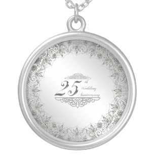 Flourish Silver 25th Anniversary Silver Plated Necklace
