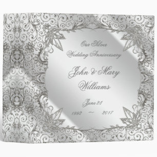 Flourish Silver 25th Wedding Anniversary 2" Binder