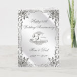 Flourish Silver 25th Wedding Anniversary Card at Zazzle