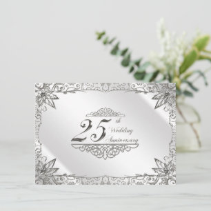 Flourish Silver 25th Wedding Anniversary Invite