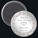 Flourish Silver 25th Wedding Anniversary Magnet<br><div class="desc">A Digitalbcon Images Design featuring a platinum silver color and flourish design theme with a variety of custom images, shapes, patterns, styles and fonts in this one-of-a-kind "Flourish Silver 25th Wedding Anniversary" magnet. This elegant and attractive design comes complete with a customizable text lettering and graphic to suit your own...</div>