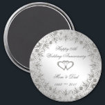 Flourish Silver 25th Wedding Anniversary Magnet<br><div class="desc">A Digitalbcon Images Design featuring a platinum silver color and flourish design theme with a variety of custom images, shapes, patterns, styles and fonts in this one-of-a-kind "Flourish Silver 25th Wedding Anniversary" magnet. This elegant and attractive design comes complete with a customizable text lettering and graphic to suit your own...</div>