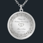 Flourish Silver 25th Wedding Anniversary Magnet Silver Plated Necklace<br><div class="desc">A Digitalbcon Images Design featuring a platinum silver color and flourish design theme with a variety of custom images, shapes, patterns, styles and fonts in this one-of-a-kind "Flourish Silver 25th Wedding Anniversary" Silver Plated Necklace. This elegant and attractive design comes complete with a customizable text lettering and graphic to suit...</div>