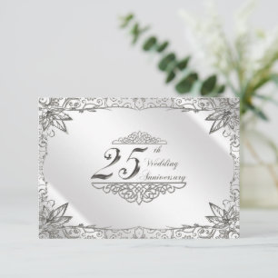 Flourish Silver 25th Wedding Anniversary RSVP Card