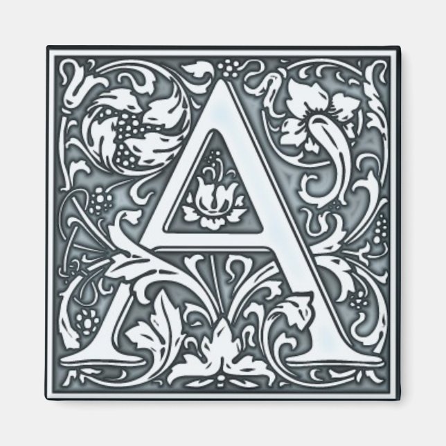 flourish silver monogram - A Magnet (Front)