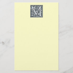 flourish silver monogram - M Stationery