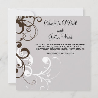 flourish; silver wedding invitation