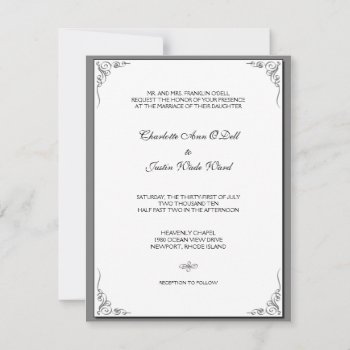 Flourish Silver; Wedding Invitation by DreamLiveLoveLaugh at Zazzle