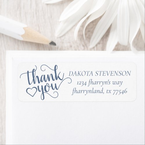 Flourish Slate Thank You  Blue Return Address Label