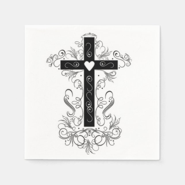 Flourish styled cross paper napkins (Front)