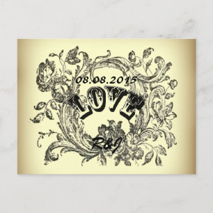 Flourish Swirls Vintage Wedding save the date Announcement Postcard