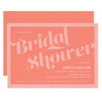 Flourish Typography Coral Salmon Bridal Shower Card