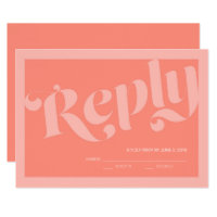 Flourish Typography Coral Salmon Wedding RSVP Card