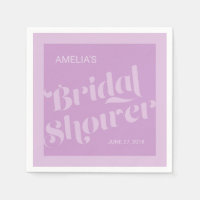 Flourish Typography Lavender Lilac Bridal Shower Paper Napkin
