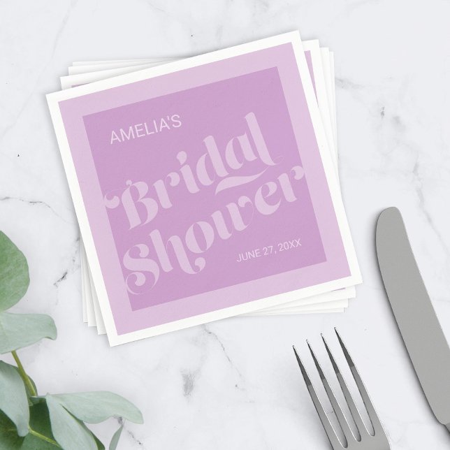 Flourish Typography Lavender Lilac Bridal Shower Paper Napkins (Creator Uploaded)
