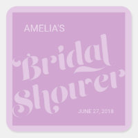 Flourish Typography Lavender Lilac Bridal Shower Square Sticker