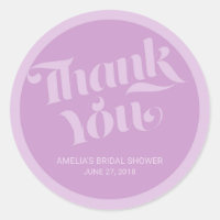 Flourish Typography Lavender Lilac Thank You Classic Round Sticker