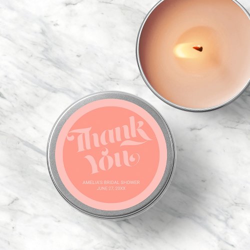 Flourish Typography Salmon Coral Thank You Classic Round Sticker