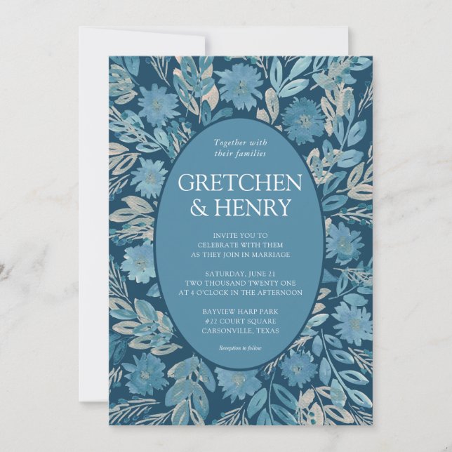 Flourish Watercolor Painting Wedding Invitation (Front)