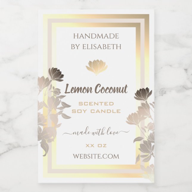 Flourish White and Gold Product Packaging Labels (Single Label)