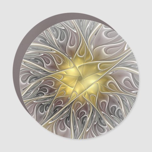 Flourish With Gold Modern Abstract Fractal Flower Car Magnet