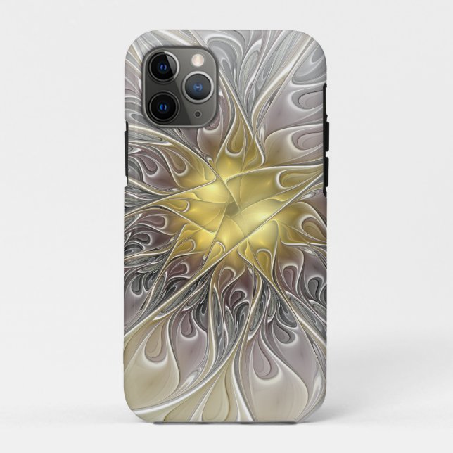 Flourish With Gold Modern Abstract Fractal Flower Case-Mate iPhone Case (Back)