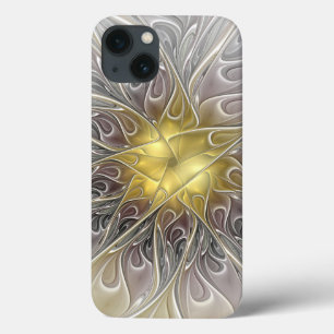 Flourish With Gold Modern Abstract Fractal Flower iPhone 13 Case