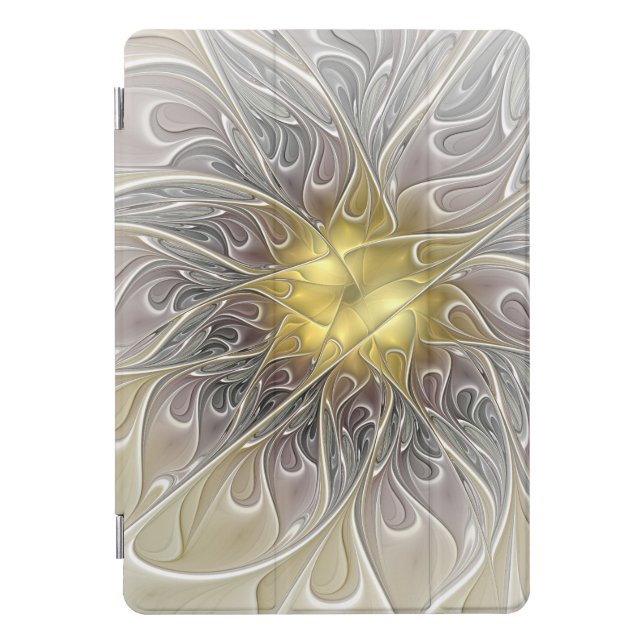 Flourish With Gold Modern Abstract Fractal Flower iPad Pro Cover (Front)