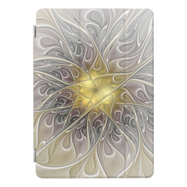 Flourish With Gold Modern Abstract Fractal Flower iPad Pro Cover (Front)