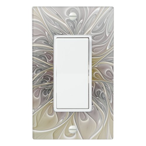 Flourish With Gold Modern Abstract Fractal Flower Light Switch Cover