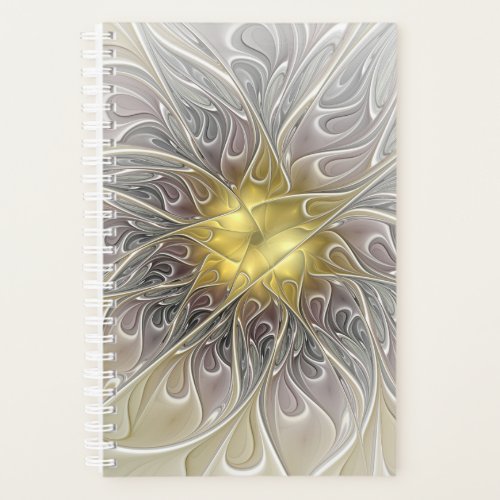 Flourish With Gold Modern Abstract Fractal Flower Planner